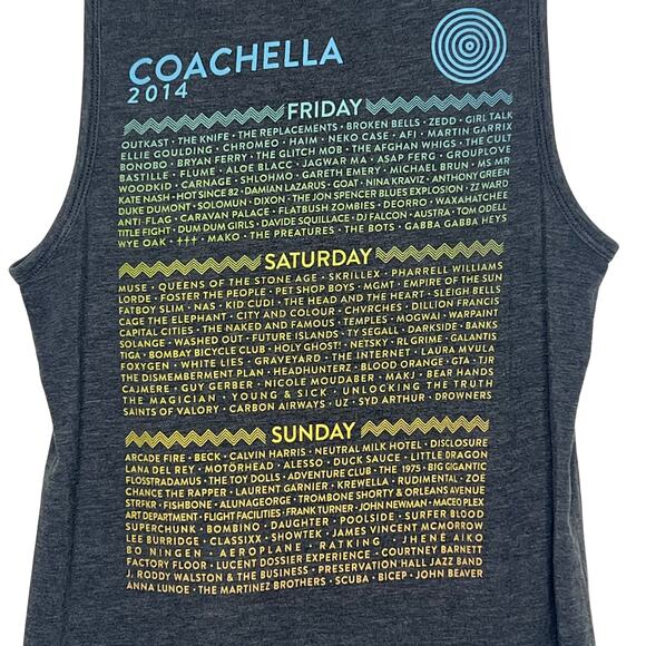 COACHELLA 2014 Tank Top Festival Band Music Graphic Tee Lineup Print Gray Size S - Picture 3 of 5